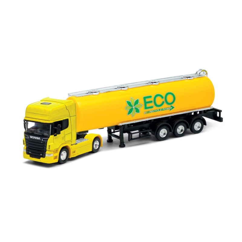 CAMION SCANIA LOGGING TRAILER AMARILLO ESCALA 1:64 - WELLY - 2