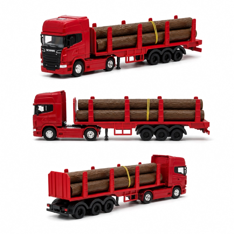 CAMION SCANIA LOGGING TRAILER BURDEO ESCALA 1:64 - WELLY - 1