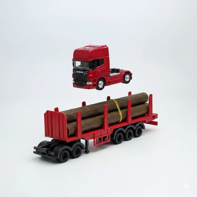 CAMION SCANIA LOGGING TRAILER BURDEO ESCALA 1:64 - WELLY - 2