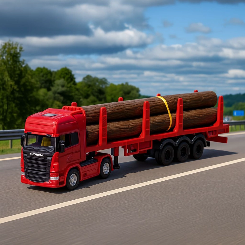 CAMION SCANIA LOGGING TRAILER BURDEO ESCALA 1:64 - WELLY - 5