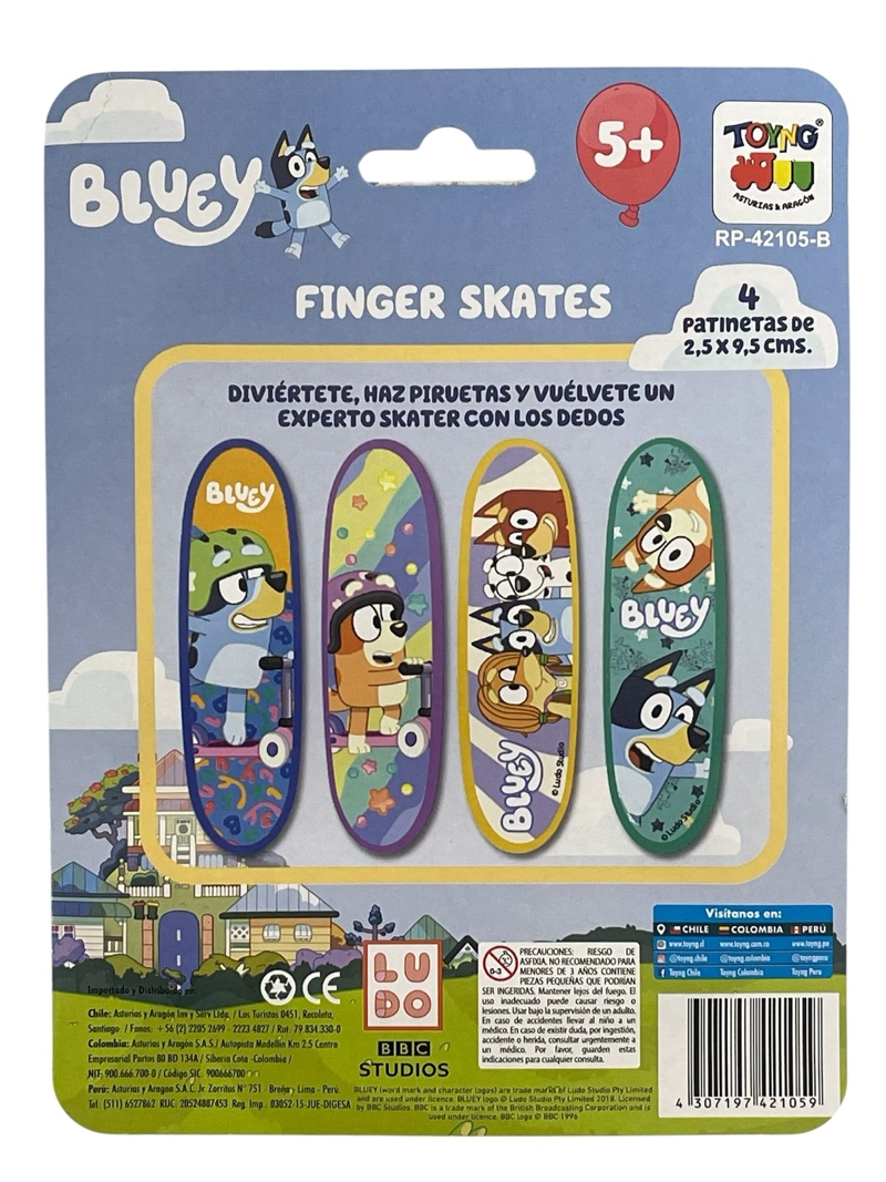 JUGUETE KIT 4 UNIDADES FINGER SKATE - BLUEY - 5