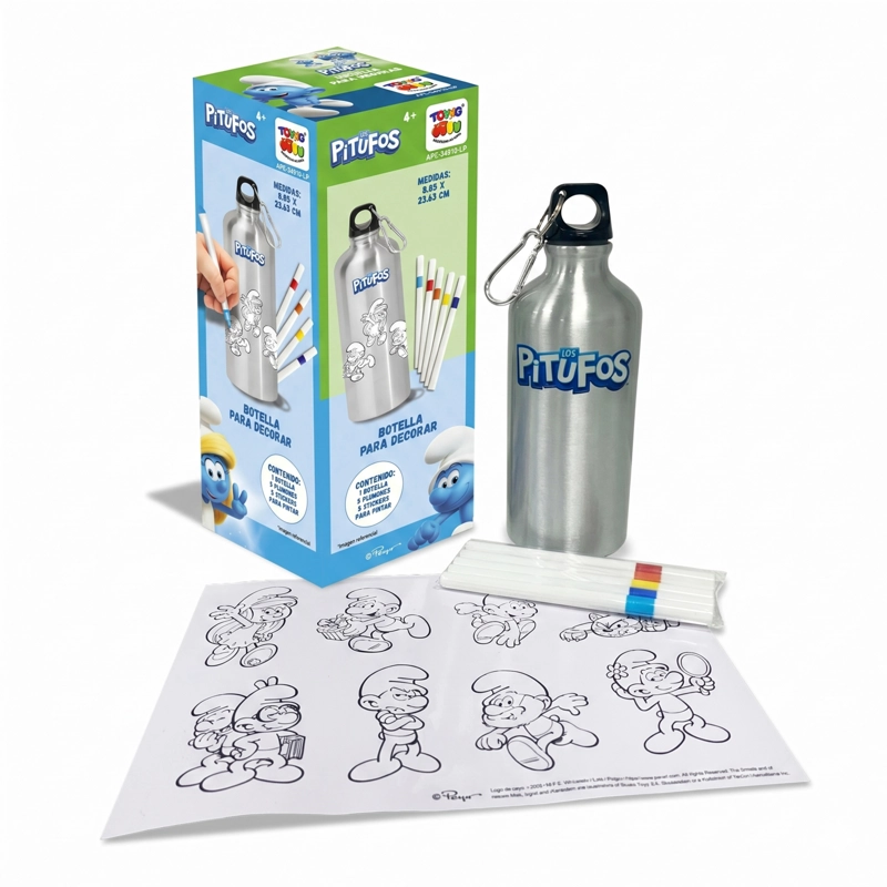 BOTELLA PARA DECORAR - PITUFOS - 1