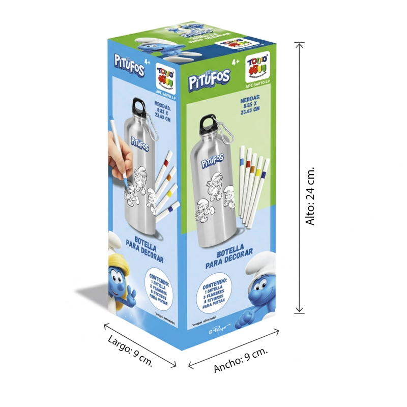 BOTELLA PARA DECORAR - PITUFOS - 9