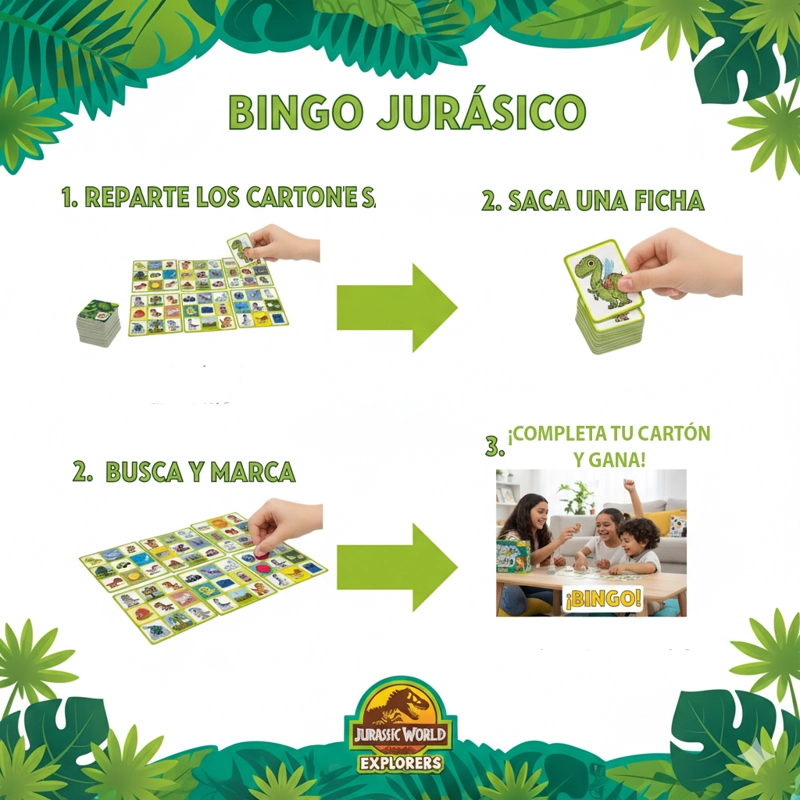 JUEGO DE MESA BINGO - JURASSIC EXPLORER - 6