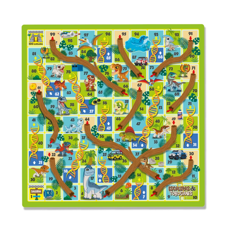 JUEGO DE MESA ESCALERA Y TOBOGANES - JURASSIC - 2