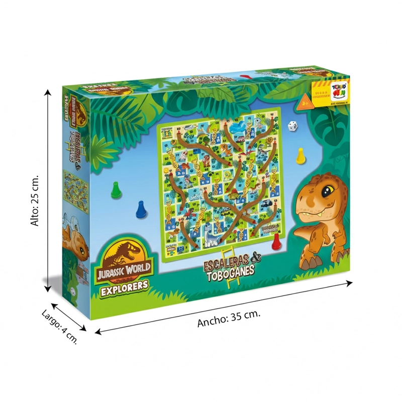 JUEGO DE MESA ESCALERA Y TOBOGANES - JURASSIC - 5