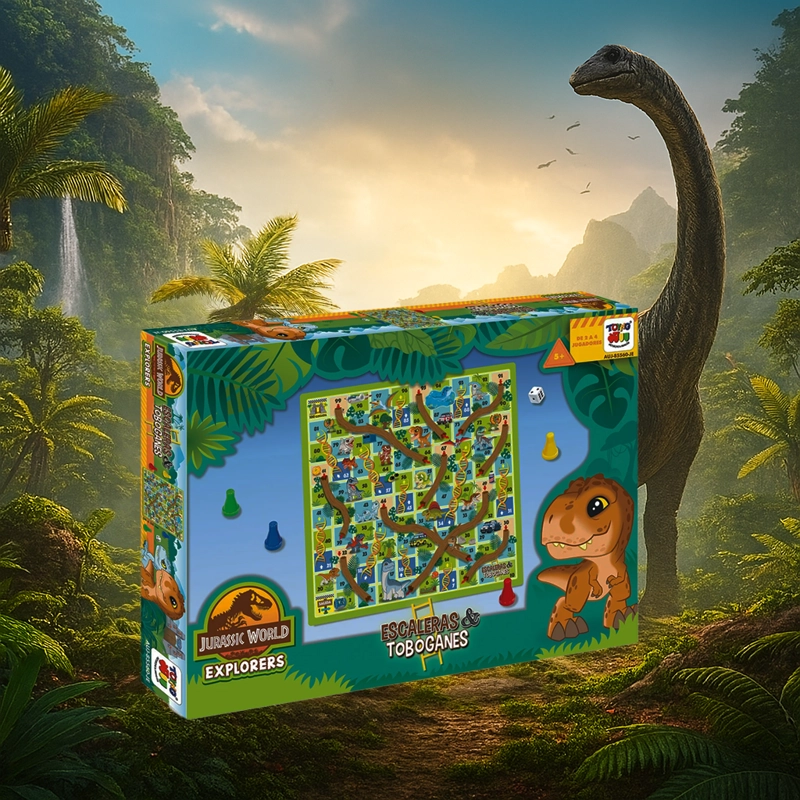 JUEGO DE MESA ESCALERA Y TOBOGANES - JURASSIC - 7