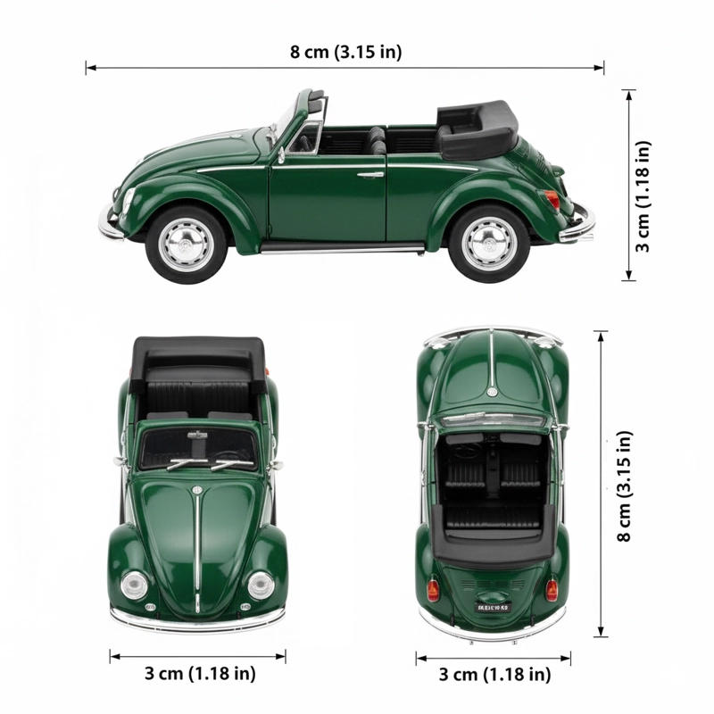 AUTO VOLKSWAGEN BEETLE (CONVERTIBLE) ESCALA 1:60 - WELLY - 7