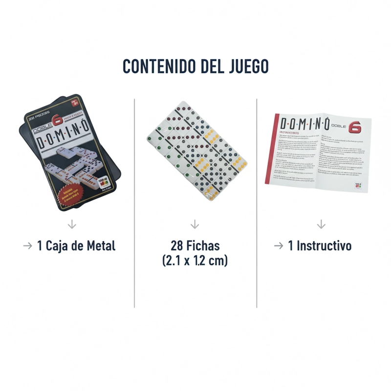 JUEGO DE MESA DOMINO 6 CAJA METALICA - TOYNG - 5