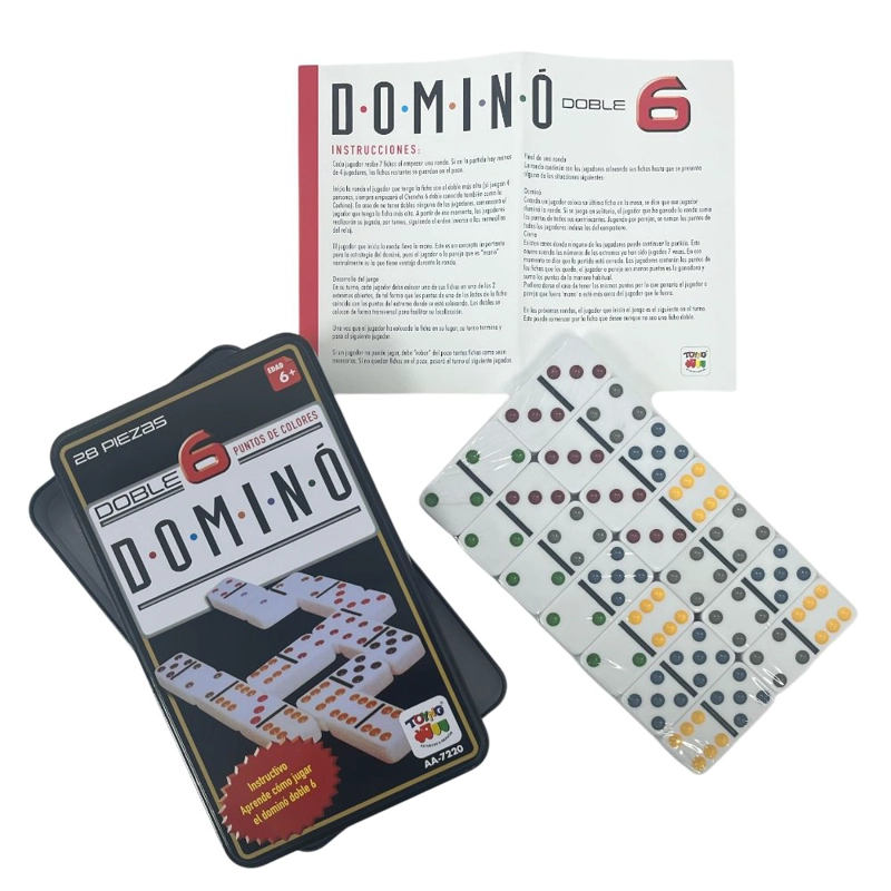 JUEGO DE MESA DOMINO 6 CAJA METALICA - TOYNG - 8
