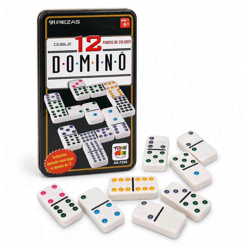 JUEGO DE MESA DOMINO 12 CAJA METALICA - TOYNG - 1
