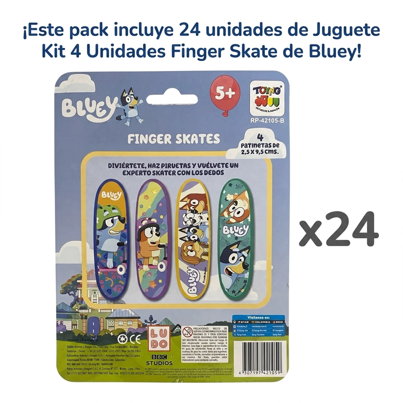 PACK X24 FINGER SKATE BLUEY BLISTER - 4