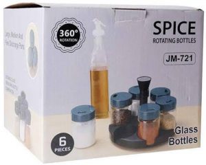ESPECIERO GIRATORIO 360 CON 6 BOTELLAS VIDRIO - 1