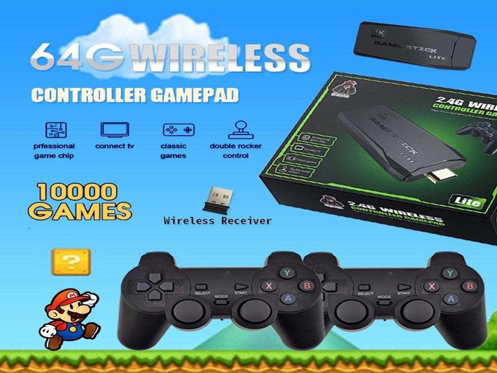 CONSOLA RETRO GAMER STICK 64GB PORTATIL - 1