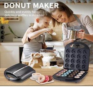 MAQUINA PARA HACER 16 MINI DONAS ROSQUILLAS ANTIADHERENTE COLOR NEGRO