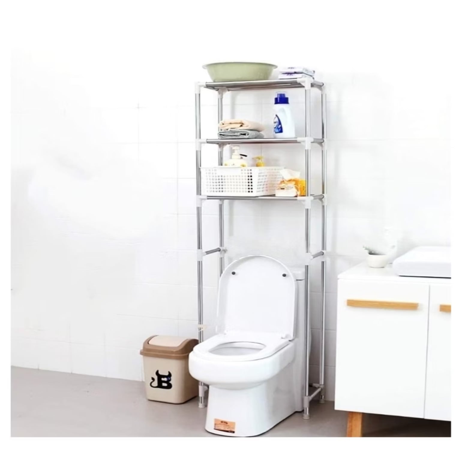 RACK ORGANIZADOR IRM CLASICO METAL ESTANTE BAÑO BLANCO - 1