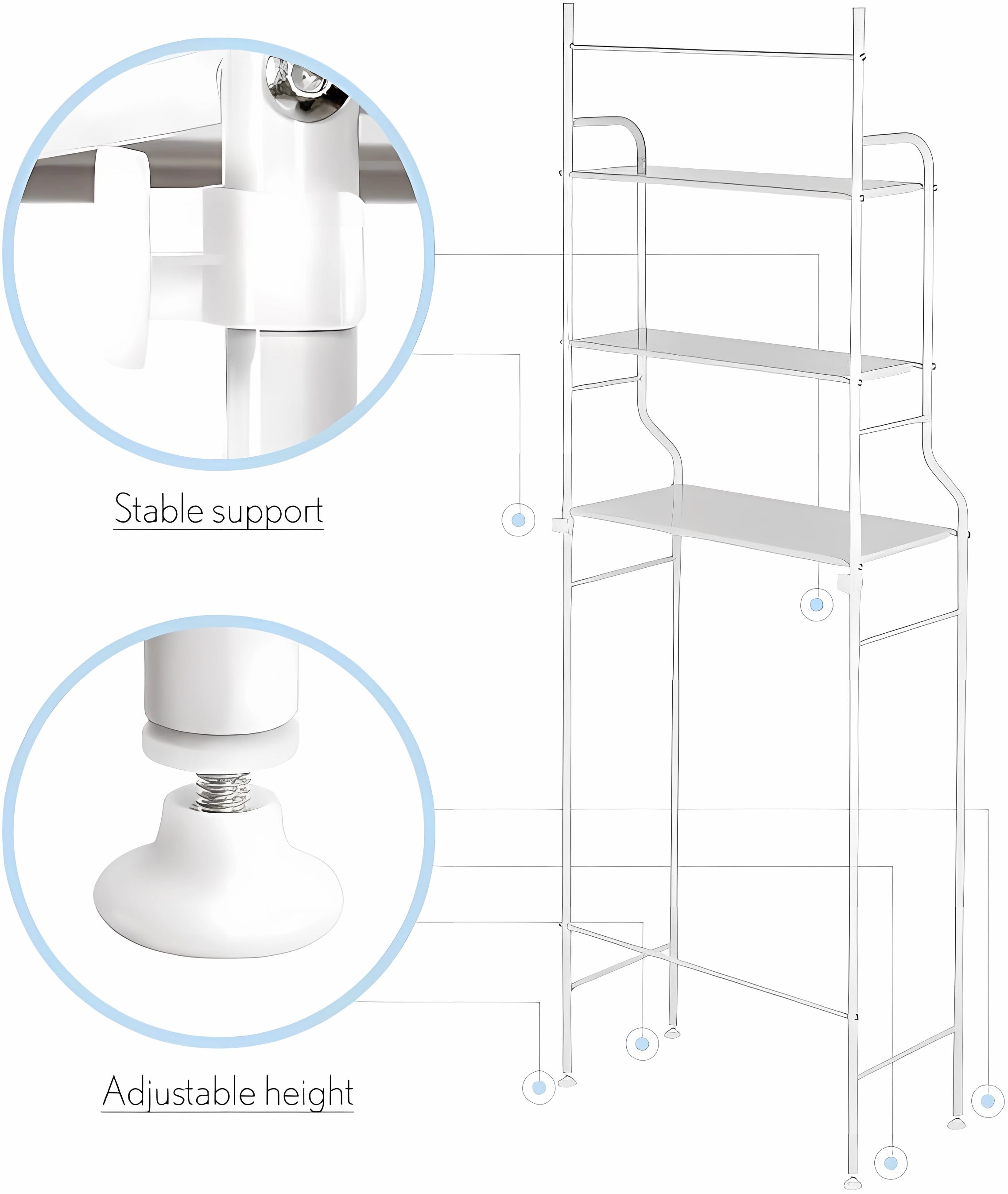 ESTANTE IRM CLASICO METAL MUEBLE ORGANIZADOR BAÑO 3 NIVELES REPISA BLANCO - 2