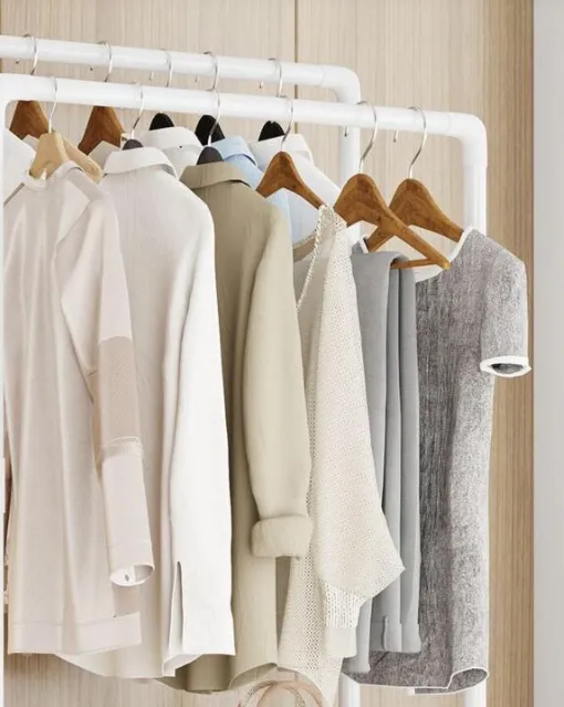 PERCHERO IRM CLASICO METAL METÁLICO DOBLE CON RUEDAS CLOSET ORGANIZADOR 115X57X30 BLANCO - 2