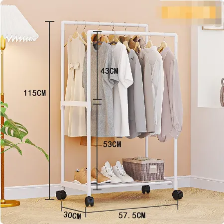 PERCHERO IRM CLASICO METAL METÁLICO DOBLE CON RUEDAS CLOSET ORGANIZADOR 115X57X30 BLANCO - 4
