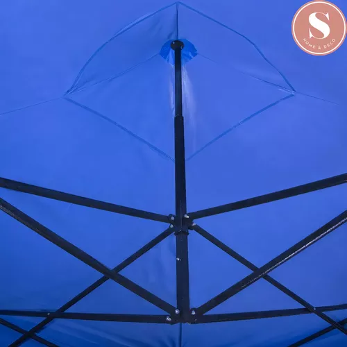 TOLDO PLEGABLE 3 X 3 METROS IMPERMEABLE COLOR AZUL TERRAZA - 2