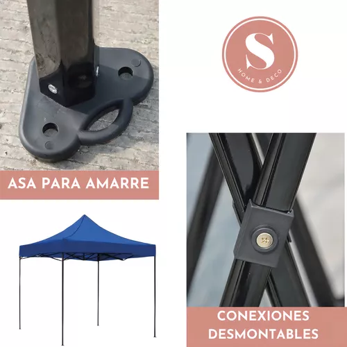 TOLDO PLEGABLE 3 X 3 METROS IMPERMEABLE COLOR AZUL TERRAZA - 8