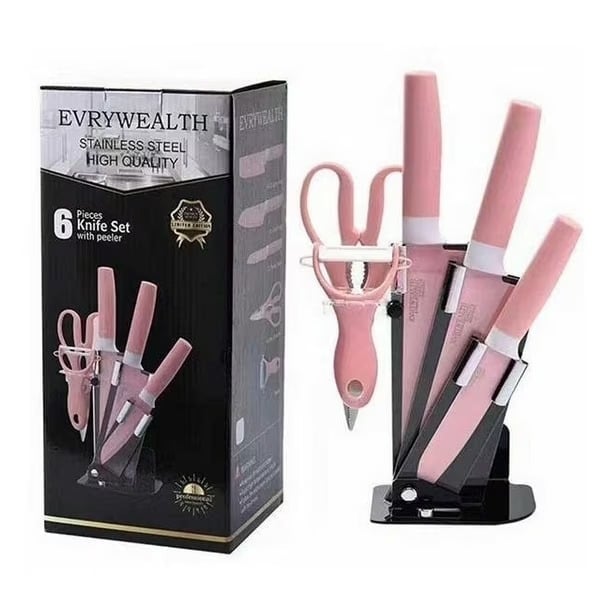 SET DE CUCHILLOS DE COCINA ROSA CUCHILLOS ROSA EVRYWEALTH - 1