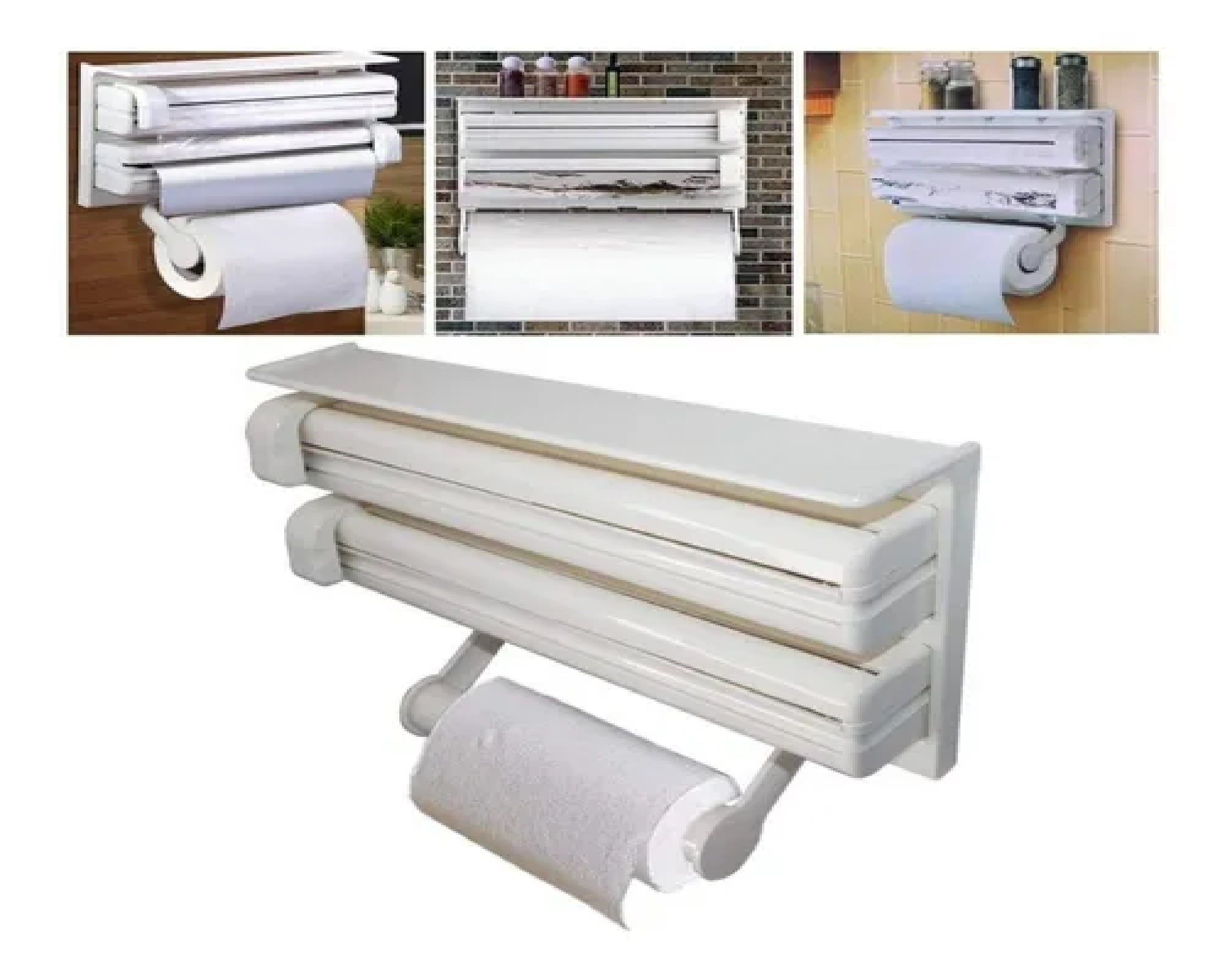 DISPENSADOR TRIPLE DE PAPEL PARA COCINA – CORTA FÁCIL DE PARED - 3
