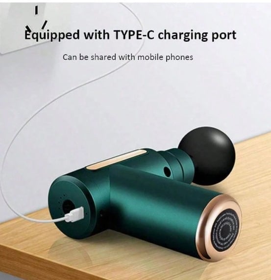 MASAJEADORA MUSCULAR ELÉCTRICA MINI PISTOLA 6 VELOCIDADES USB-C - 5