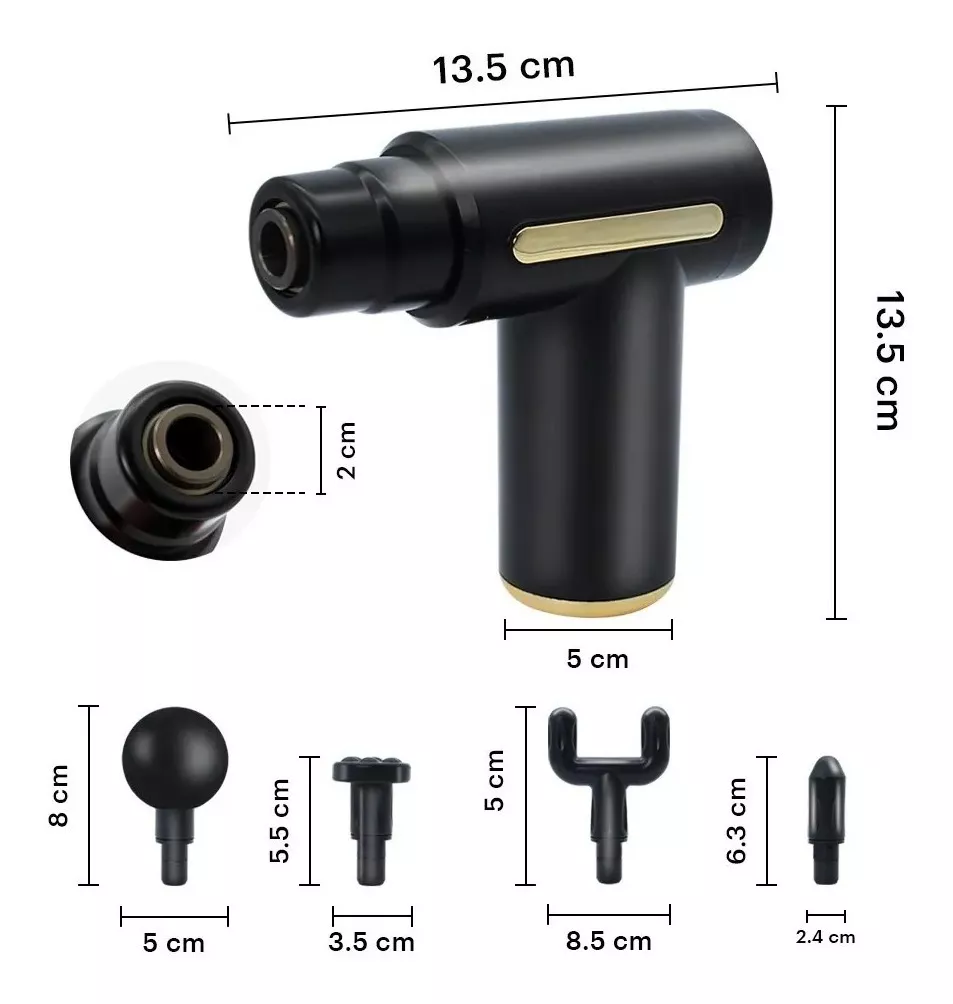 MASAJEADORA MUSCULAR ELÉCTRICA MINI PISTOLA 6 VELOCIDADES USB-C - 9