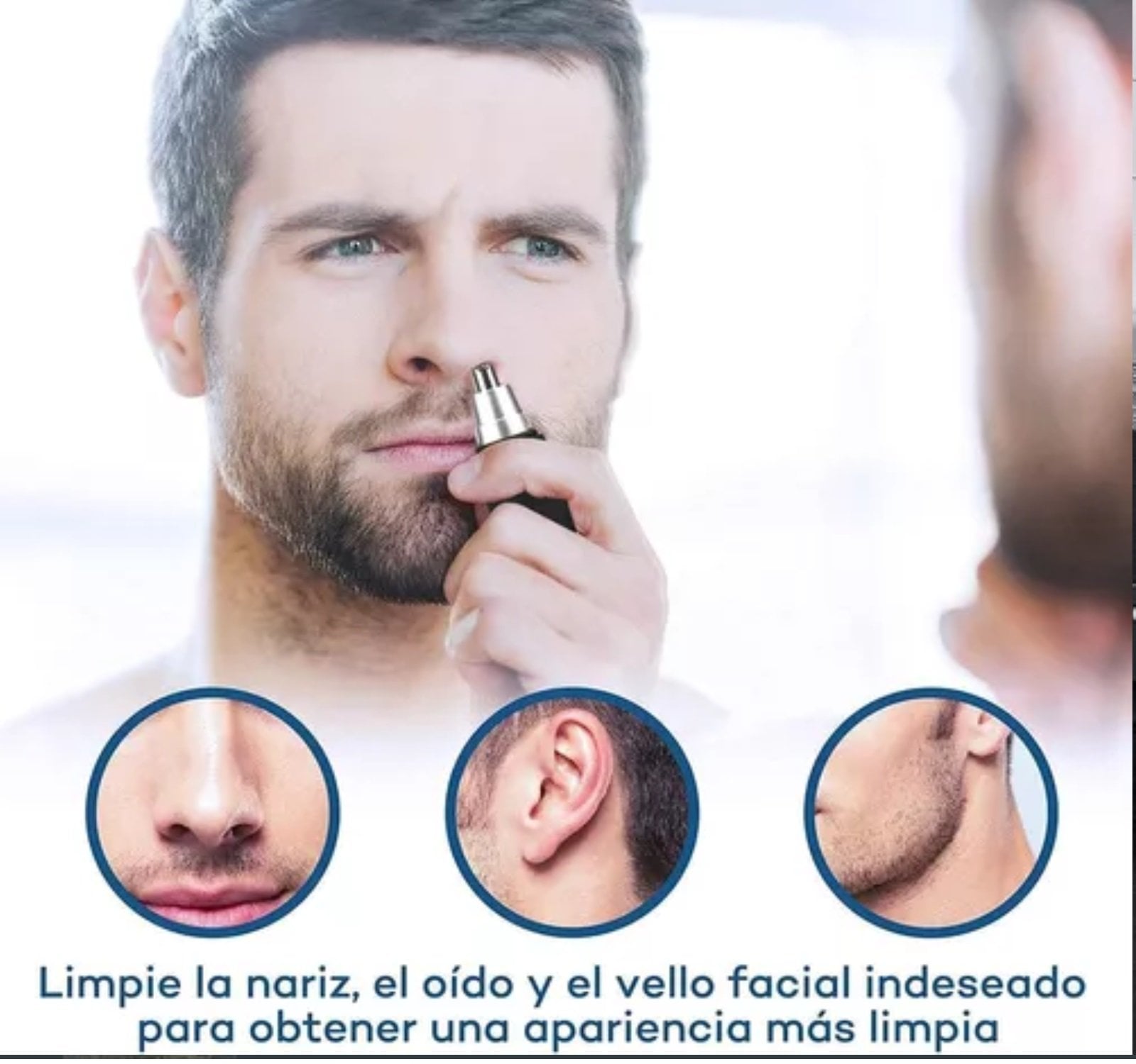 SET MÁQUINA MULTIFUNCIONAL AFEITADORA BARBA NARIZ Y OREJA RECARGABLE - 5