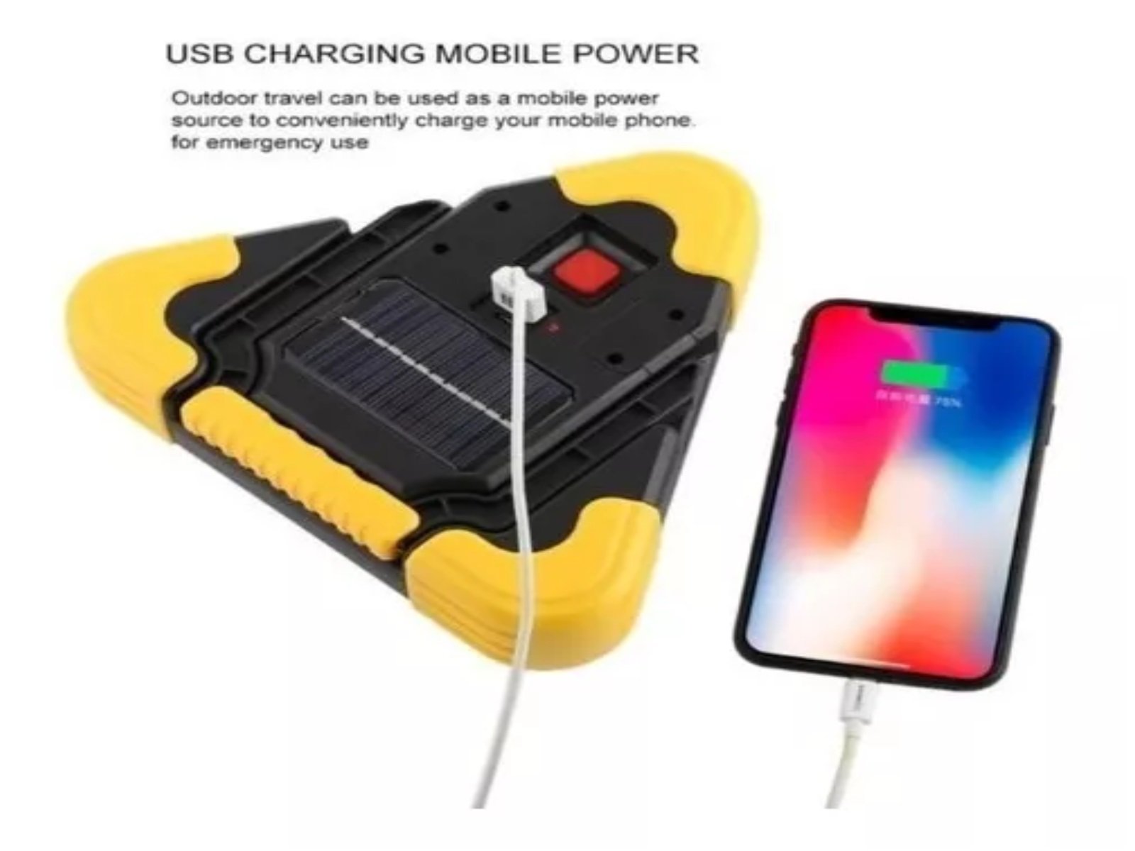 TRIÁNGULO DE SEGURIDAD LED RECARGABLE SOLAR CON LUZ DE EMERGENCIA 4 MODOS - 2
