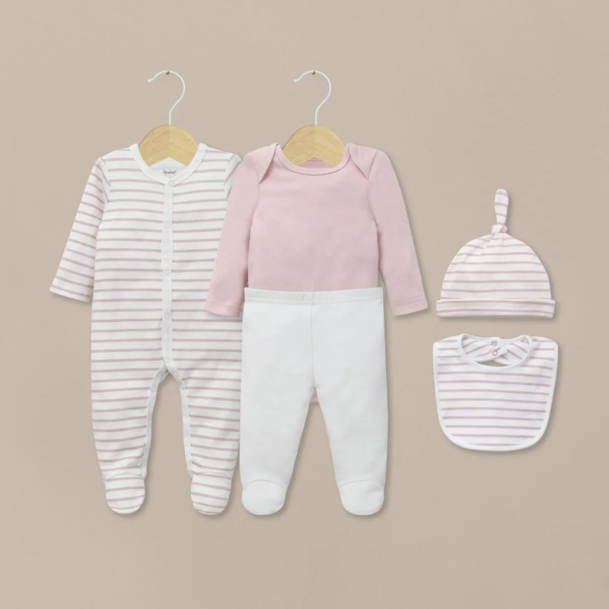 PACK DE 5 PIEZAS ROSADO CON LINEAS PARA PRIMEROS MESES - 1