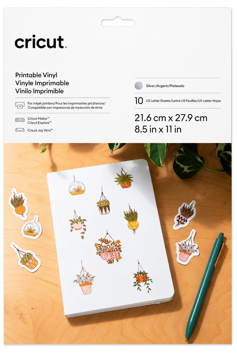 VINIL IMPRIMIBLE INKJET COLOR PLATA TAMAÑO CARTA 10PZ CRICUT - 4