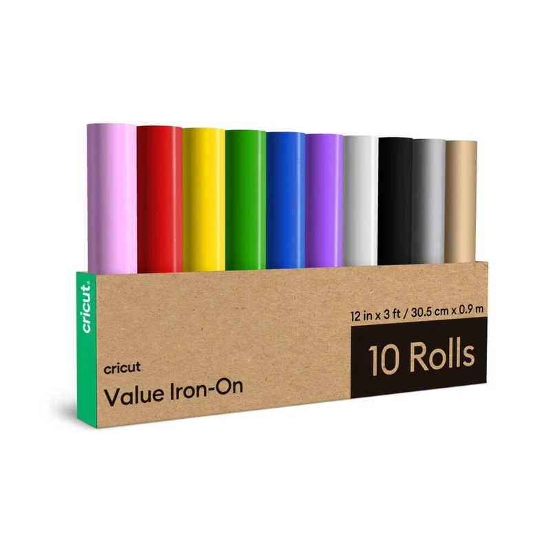 VINILO ADHESIVO IRON ON MULTICOLOR 12 X 3 - 10 HOJAS CRICUT - 1