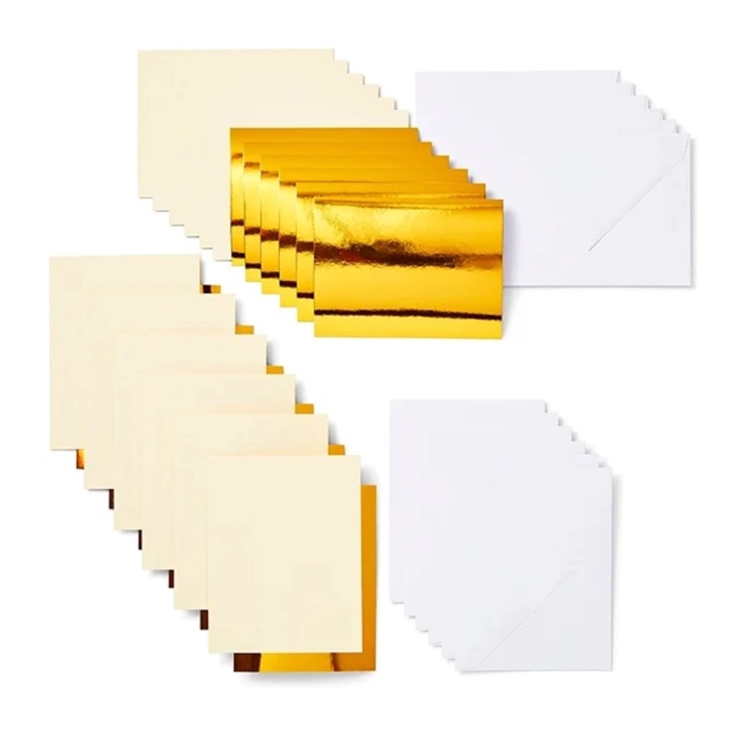 SET 12 TARJETAS A2 12 SOBRES 12 INS DORADO CRICUT - 2