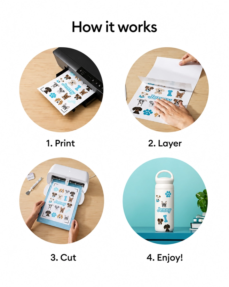 STICKER IMPRIMIBLE TRANSPARENTE 8.5  X 11  (6) CRICUT - 6