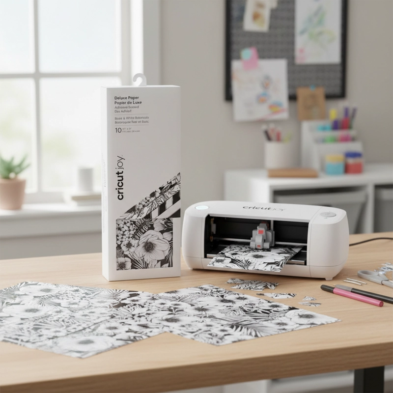 PAPEL DELUXE NEGRO Y BLANCO BOTANICALS CRICUT - 3