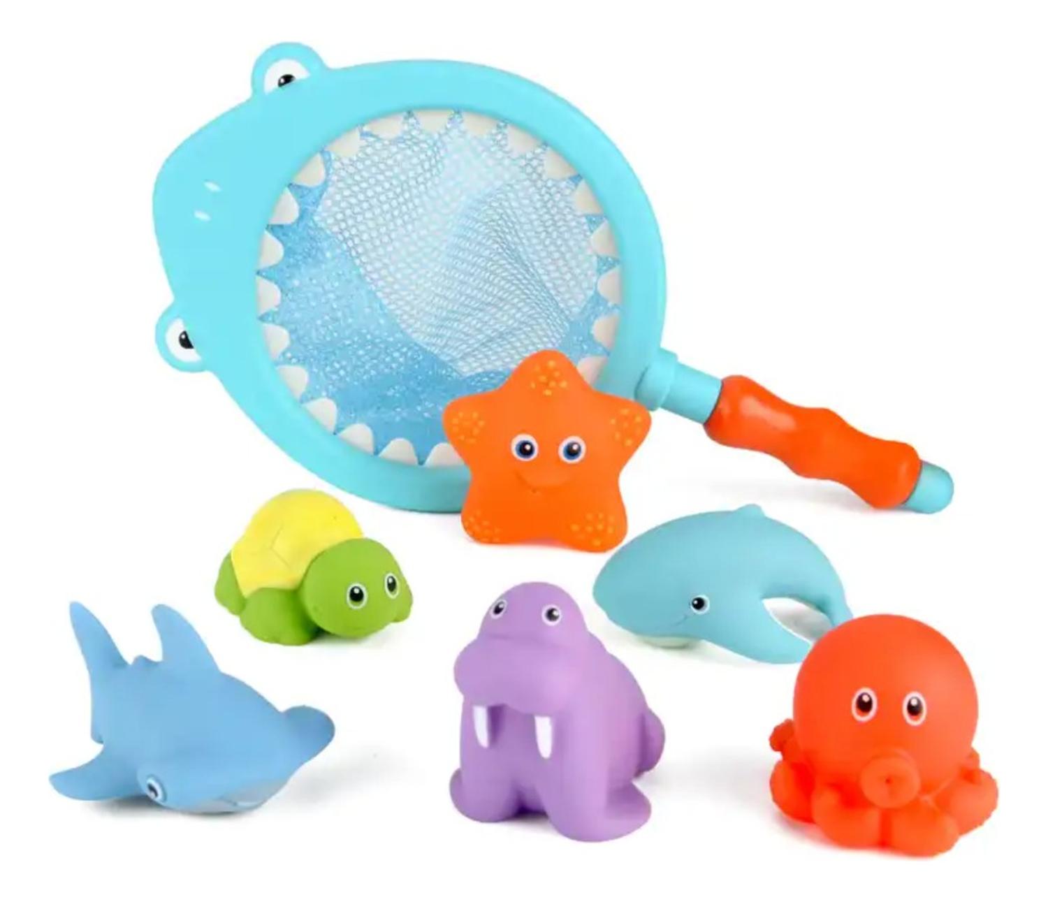 JUGUETE BAÑO SEBEN KIDS BEBÉS Y NIÑOS RED TIBURÓN Y ANIMALES MAR - 1