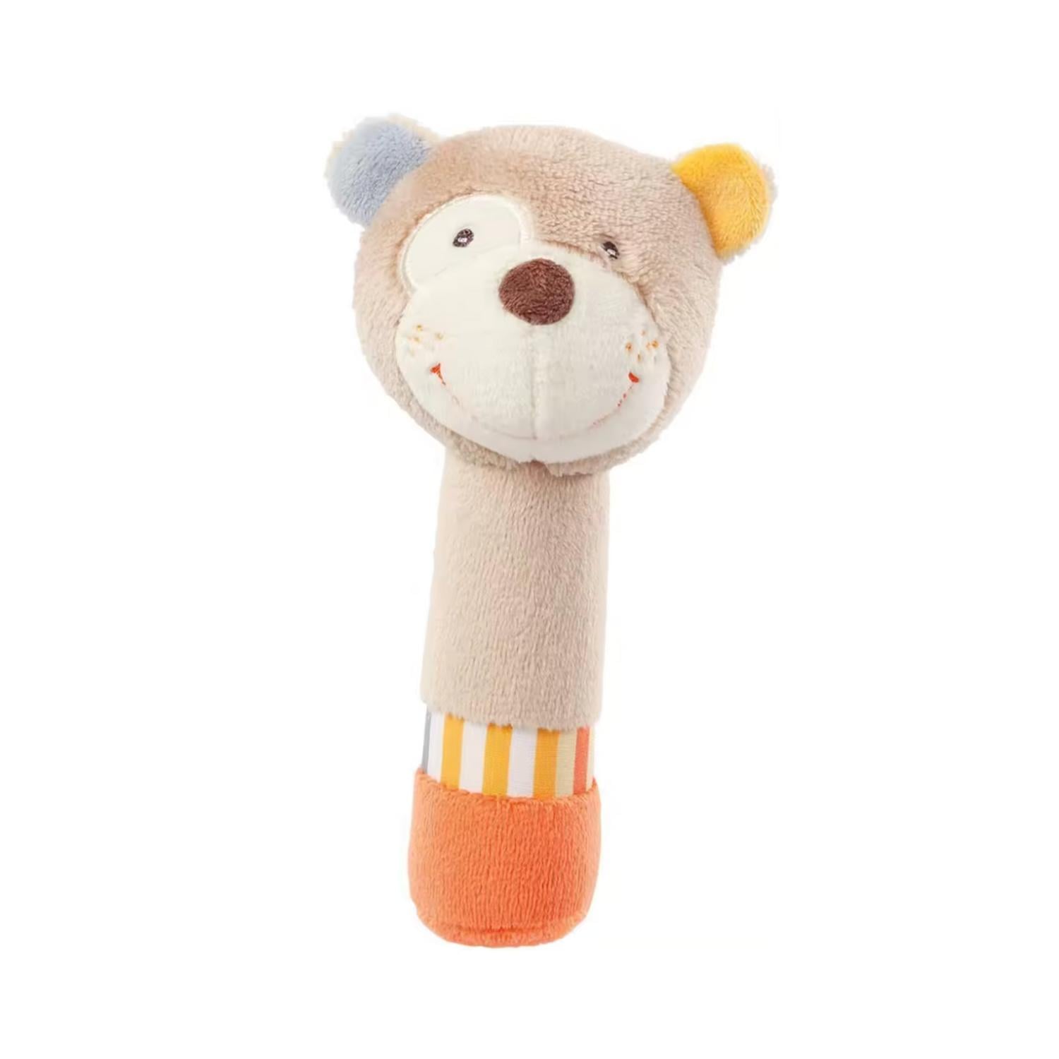 PELUCHE DE FELPA SONAJERO APRETABLE DE ANIMALITOS OSO GRIS - 1