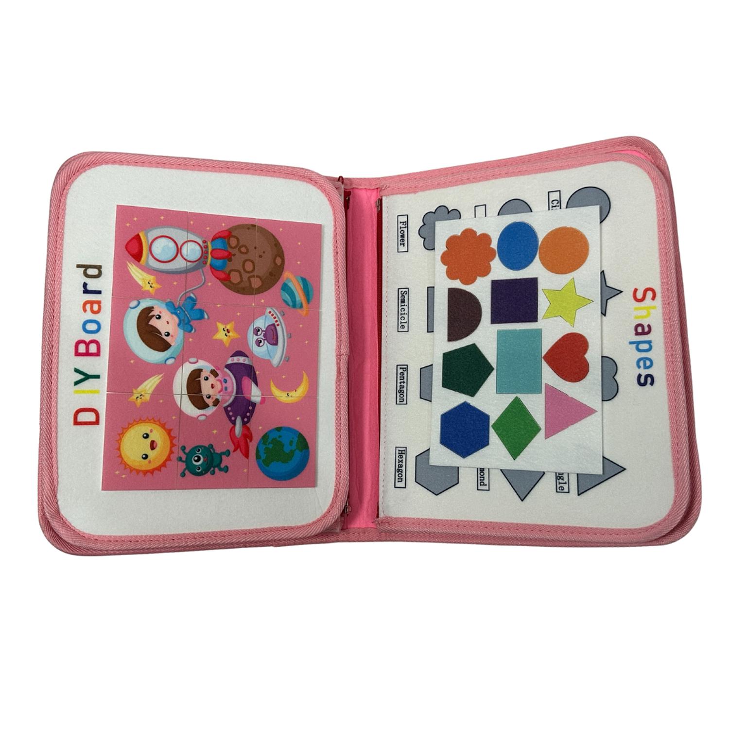 LIBRO SENSORIAL FIELTRO CON ACTIVIDADES ESTIMULACIÓN MONTESSORI ROSA - 1