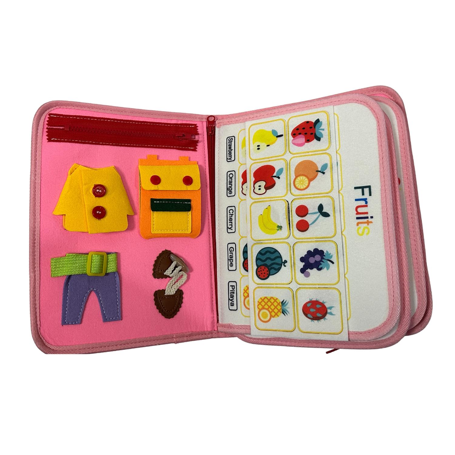 LIBRO SENSORIAL FIELTRO CON ACTIVIDADES ESTIMULACIÓN MONTESSORI ROSA - 3
