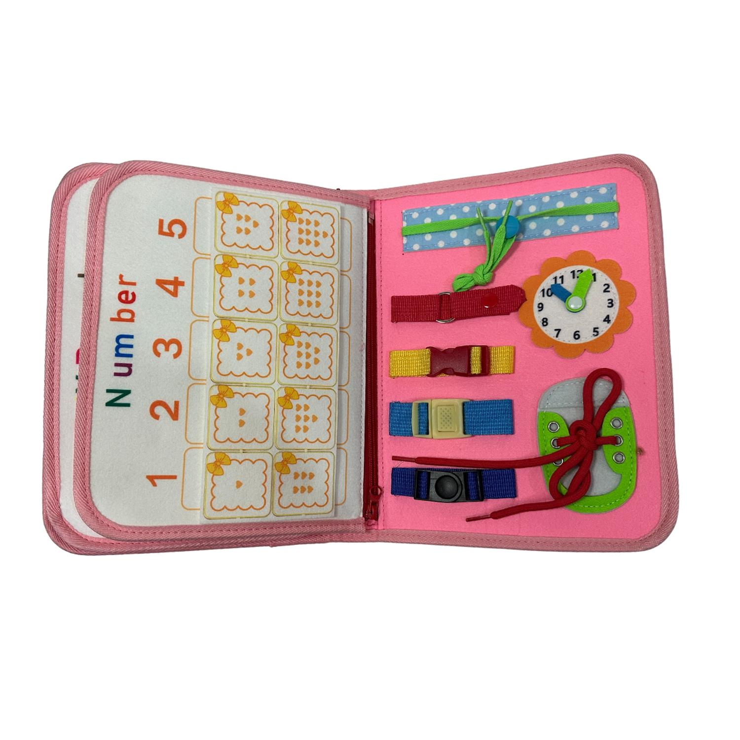 LIBRO SENSORIAL FIELTRO CON ACTIVIDADES ESTIMULACIÓN MONTESSORI ROSA - 5