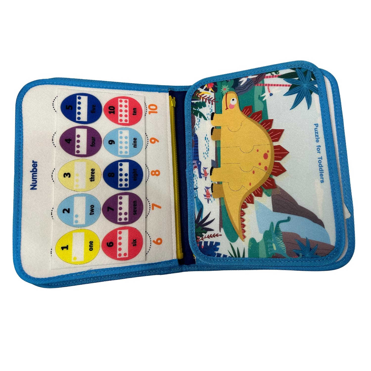 LIBRO SENSORIAL FIELTRO CON ACTIVIDADES ESTIMULACIÓN MONTESSORI CELESTE - 4