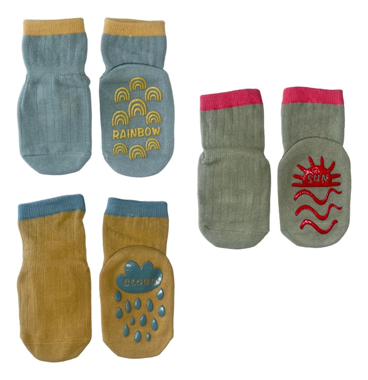CALCETINES ANTIDESLIZANTES NIÑOS X 3 PARES ACANALADA - 2