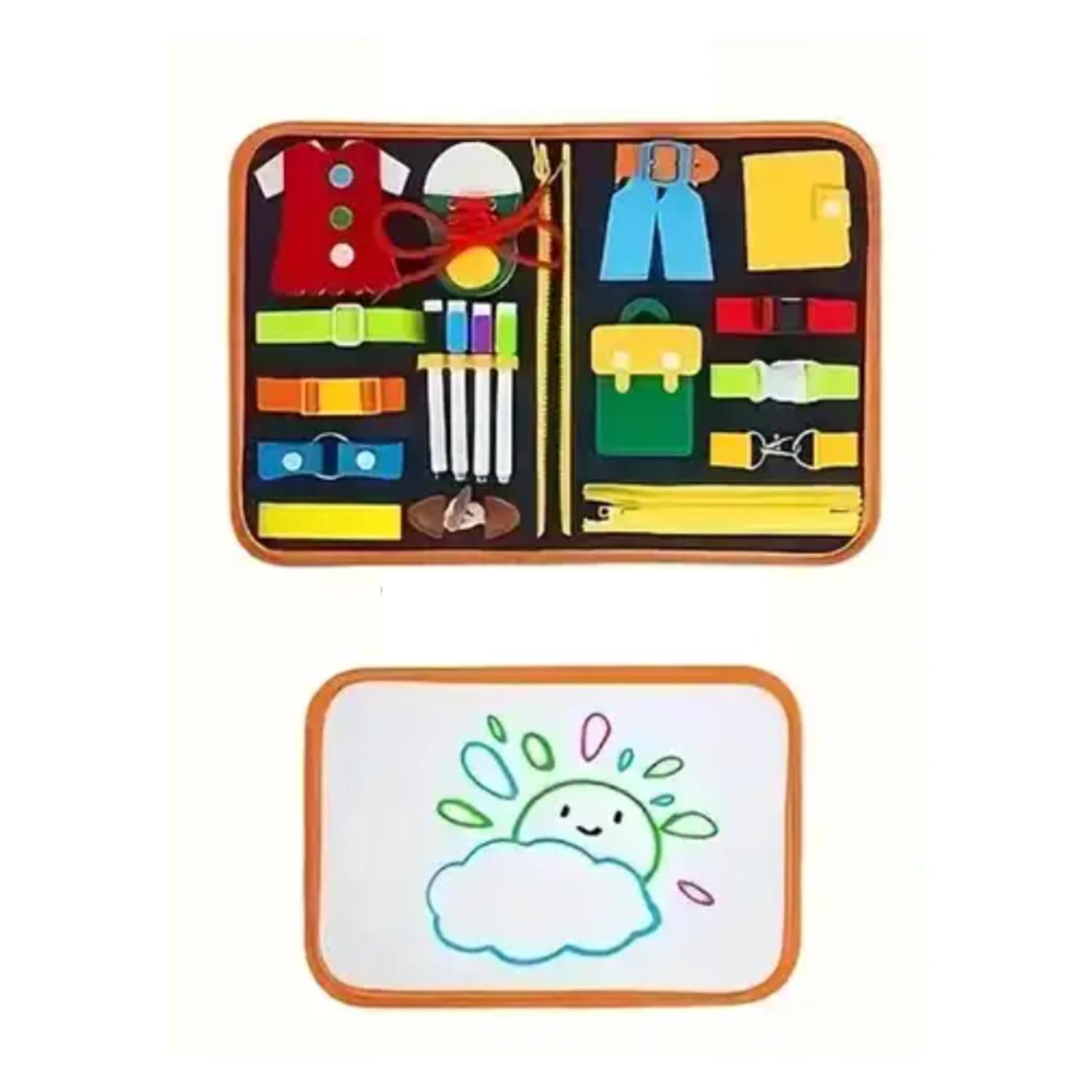 LIBRO SENSORIAL FIELTRO CON ACTIVIDADES ESTIMULACIÓN MONTESSORI AZUL MARINO - 3