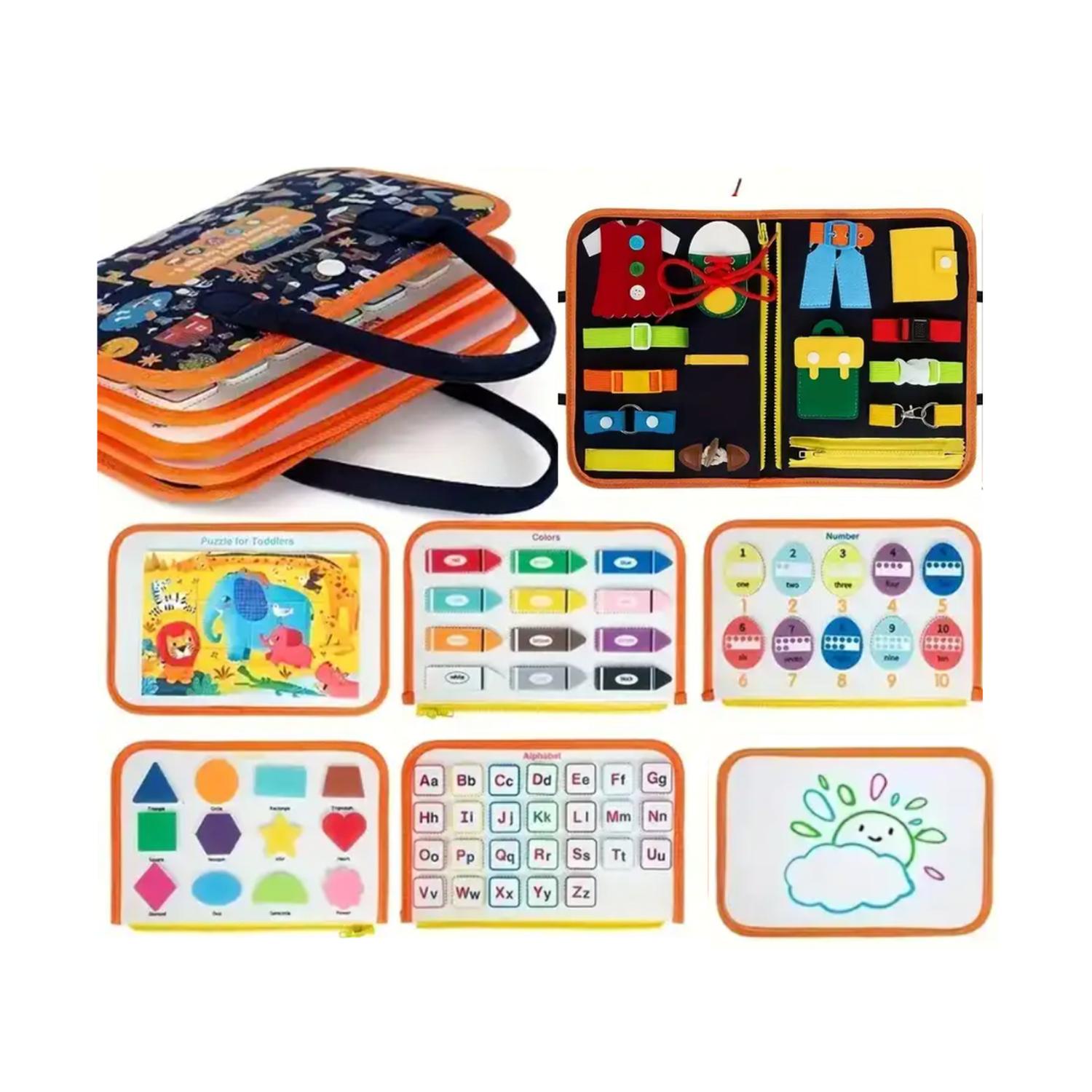 LIBRO SENSORIAL FIELTRO CON ACTIVIDADES ESTIMULACIÓN MONTESSORI AZUL MARINO - 4