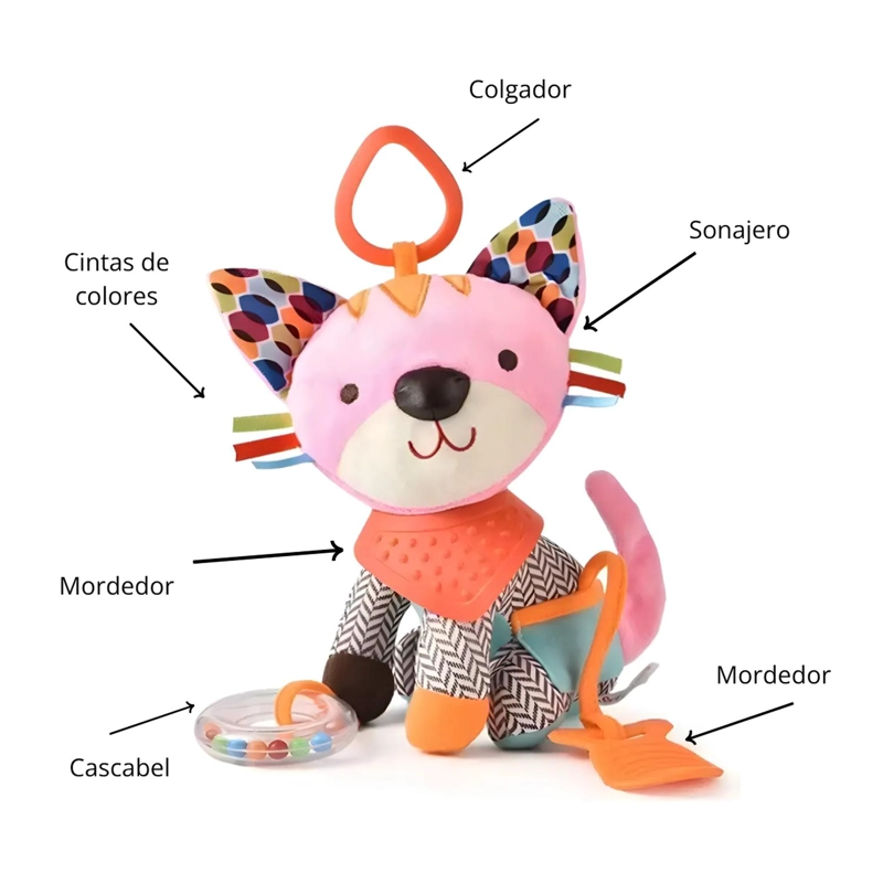 SONAJERO SENSORIAL PARA BEBE - MOVIL DE PELUCHE PARA COCHE O CUNA - 3