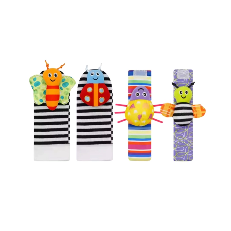 KIT CALCETINES Y PULSERAS ESTIMULACION CON SONAJERO BEBES - 4 PC - 2