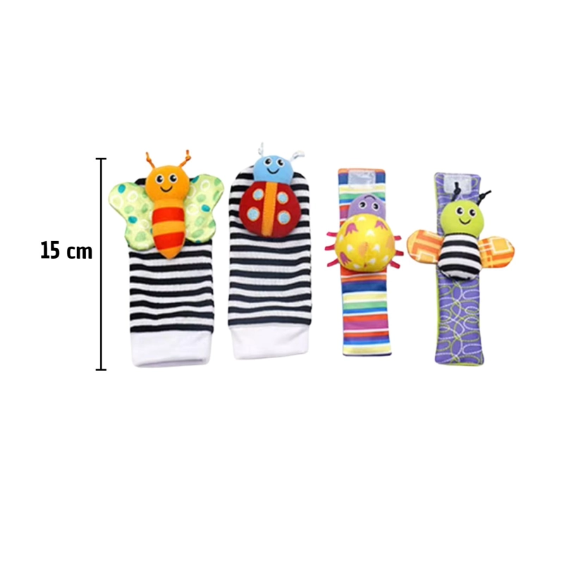 KIT CALCETINES Y PULSERAS ESTIMULACION CON SONAJERO BEBES - 4 PC - 5