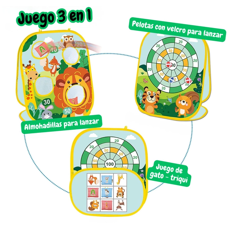 JUEGO DE LANZAMIENTO Y TIRO INFANTIL 3 EN 1 - 2